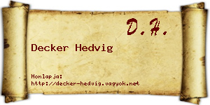 Decker Hedvig névjegykártya